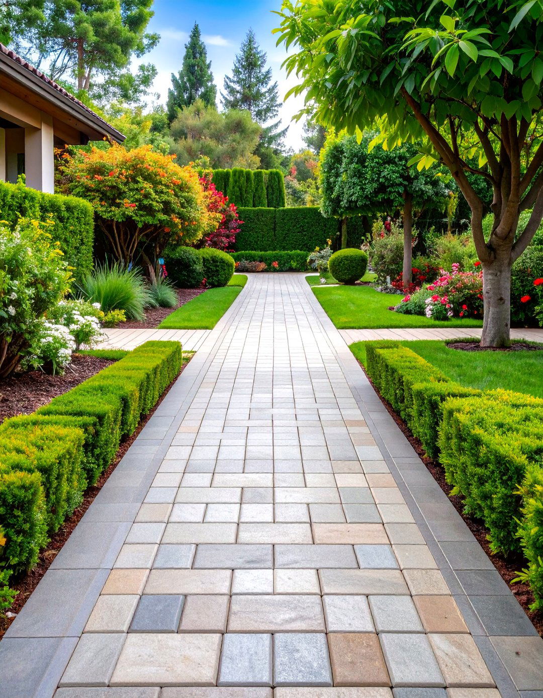 Basketweave Pattern Granite Walkway - 25 Granite Walkway Ideas