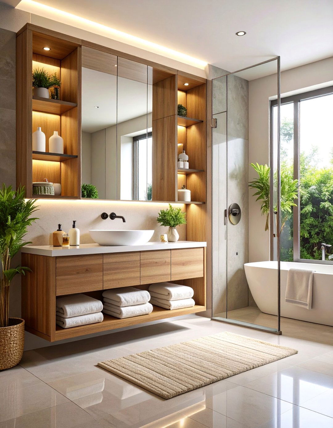 Bathroom Cabinet with Glass Display Doors - 25 Bathroom Cabinet Ideas