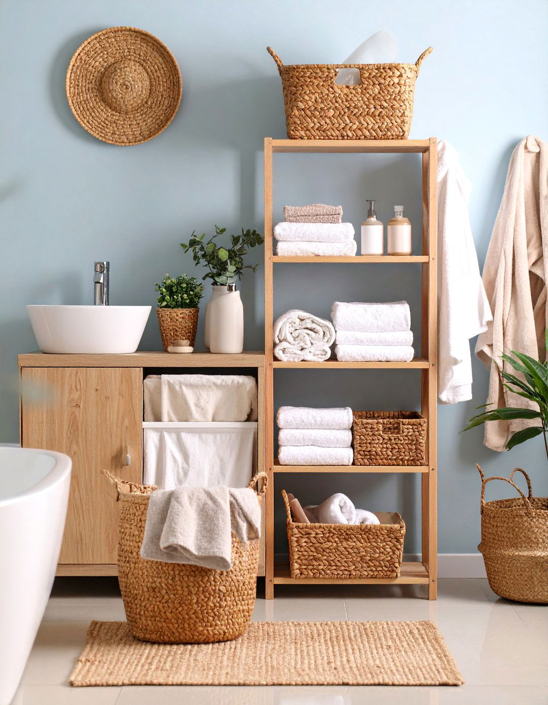 Bathroom Cabinet with Integrated Laundry Hamper - 25 Bathroom Cabinet Ideas