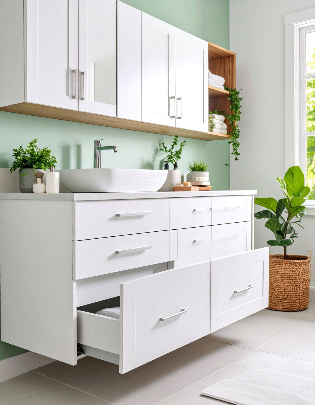 Bathroom Cabinet with Pull Out Drawers - 25 Small Apartment Storage Ideas
