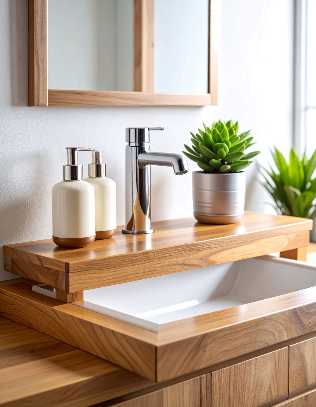 Bathroom Counter Over Faucet Bridge Shelf - 25 Bathroom Counter Organization Ideas