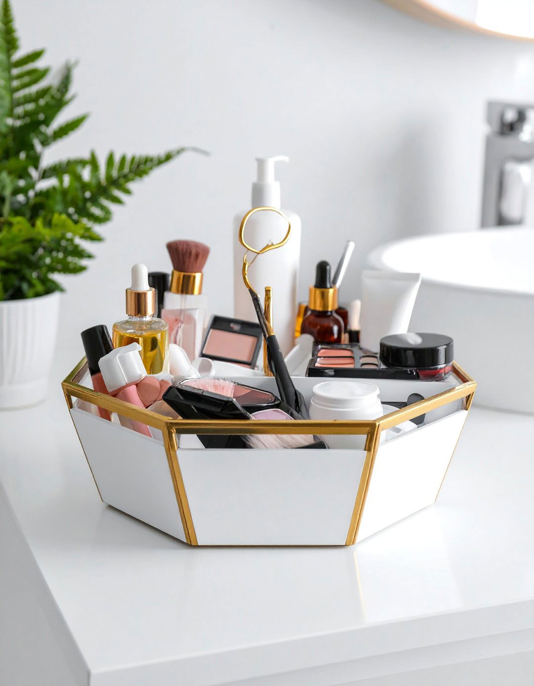Bathroom Counter Portable Makeup Carousel - 25 Bathroom Counter Organization Ideas