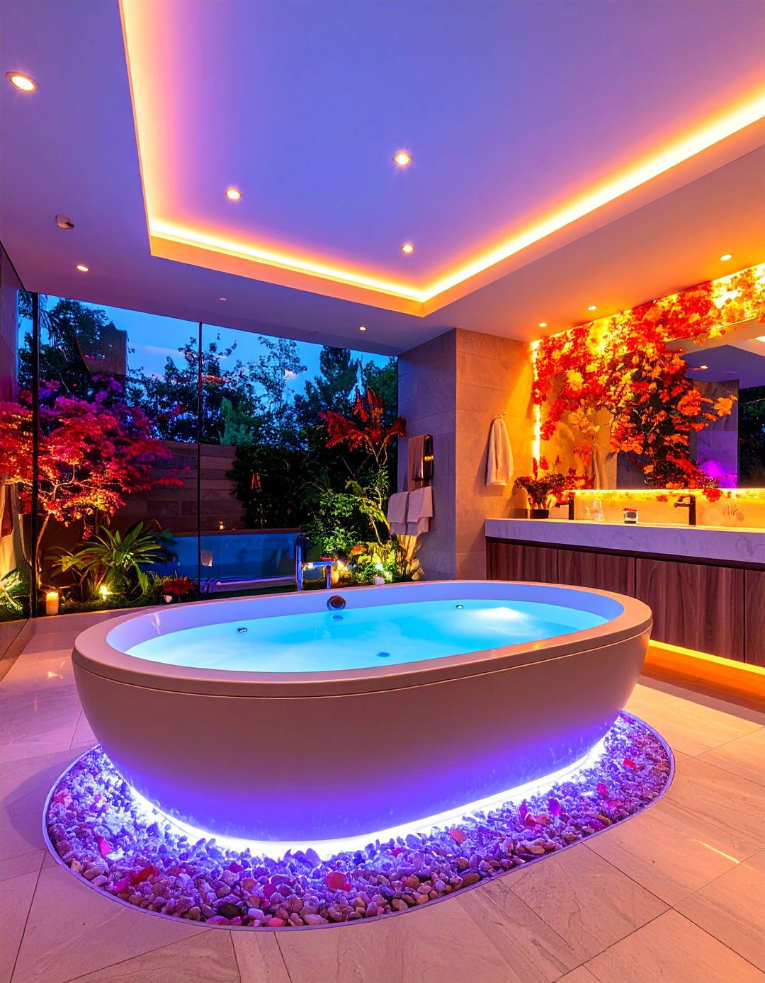 Bathroom Spa Style Lighting with Dimmable Recessed Zones - 25 Recessed Lighting Ideas