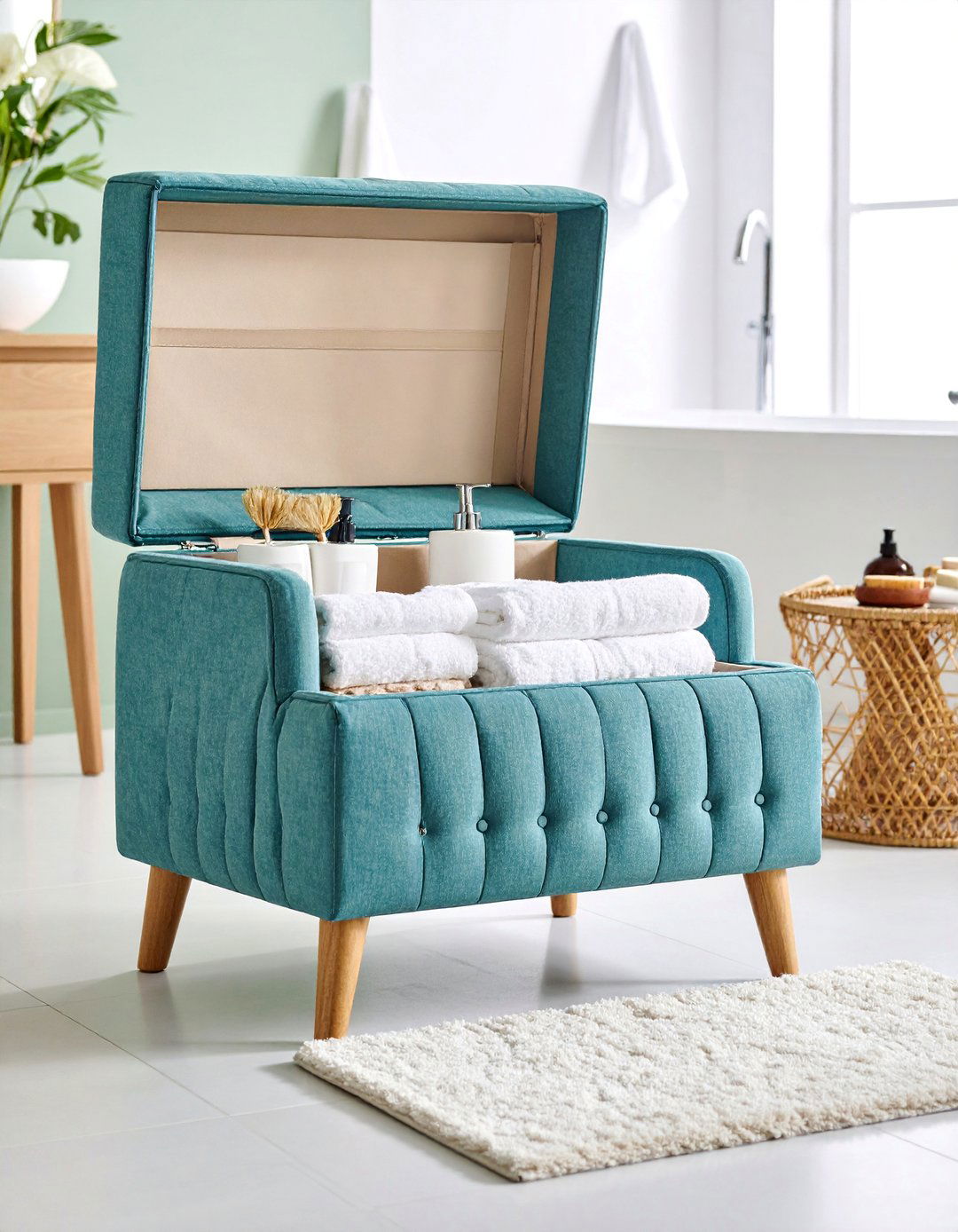 Bathroom Storage Ottoman Bench - 25 Small Bathroom Storage Ideas