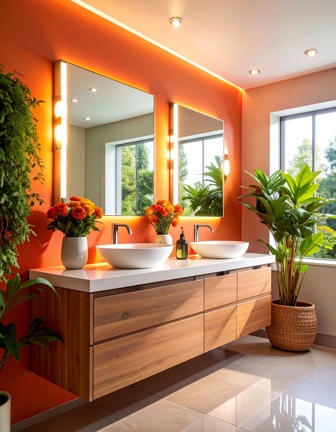 Bathroom Vanity Mirror Lighting with Recessed Side Placement - 25 Recessed Lighting Ideas