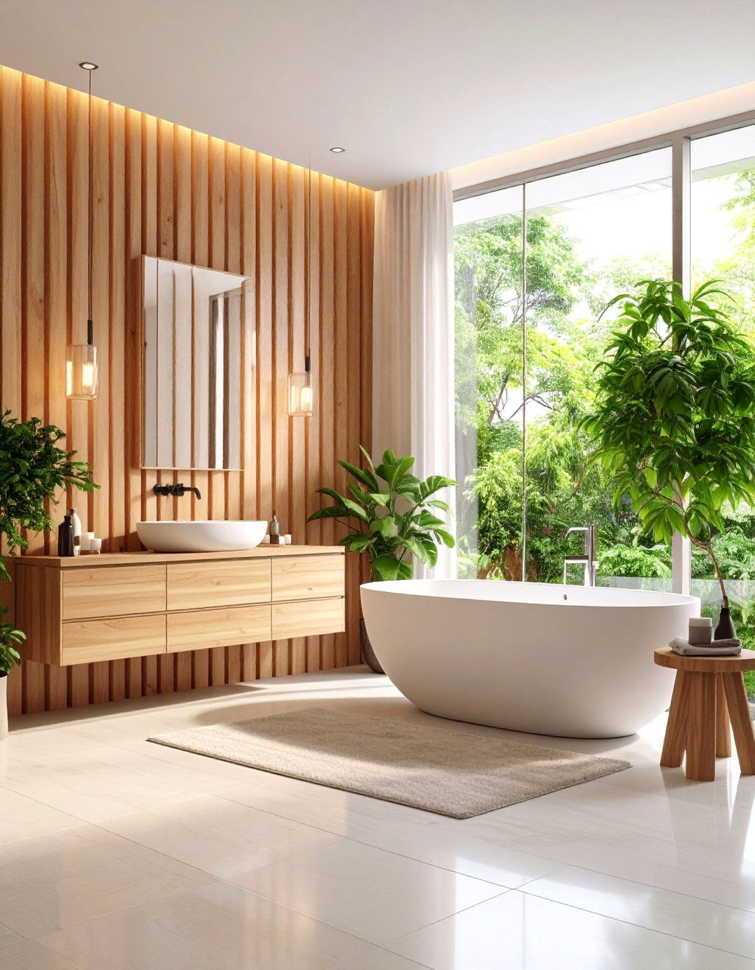 Bathroom Wood Slat Feature Wall - 25 Wood Slat Accent Wall Ideas