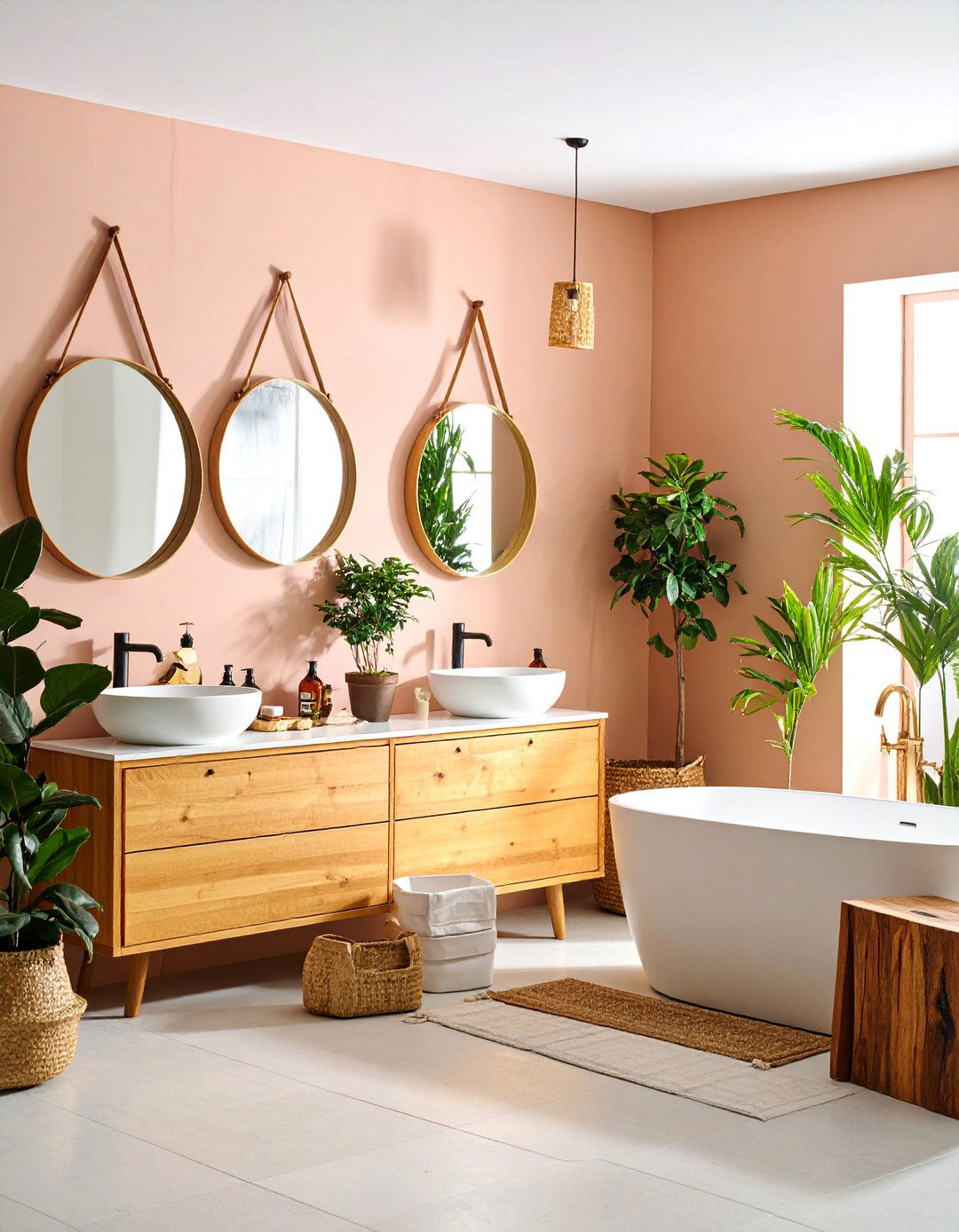 Bathroom with Asymmetrical Mirror Arrangements - 25 Asymmetrical Balance Interior Design Ideas