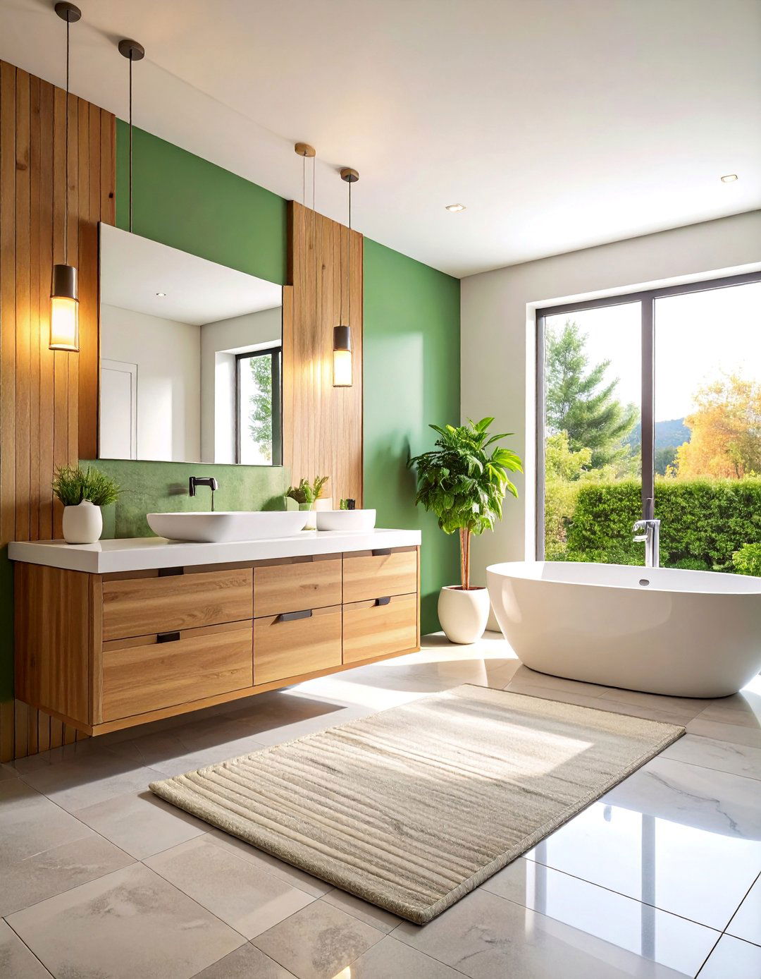 Bathroom with Asymmetrical Vanity Placement - 25 Asymmetrical Balance Interior Design Ideas