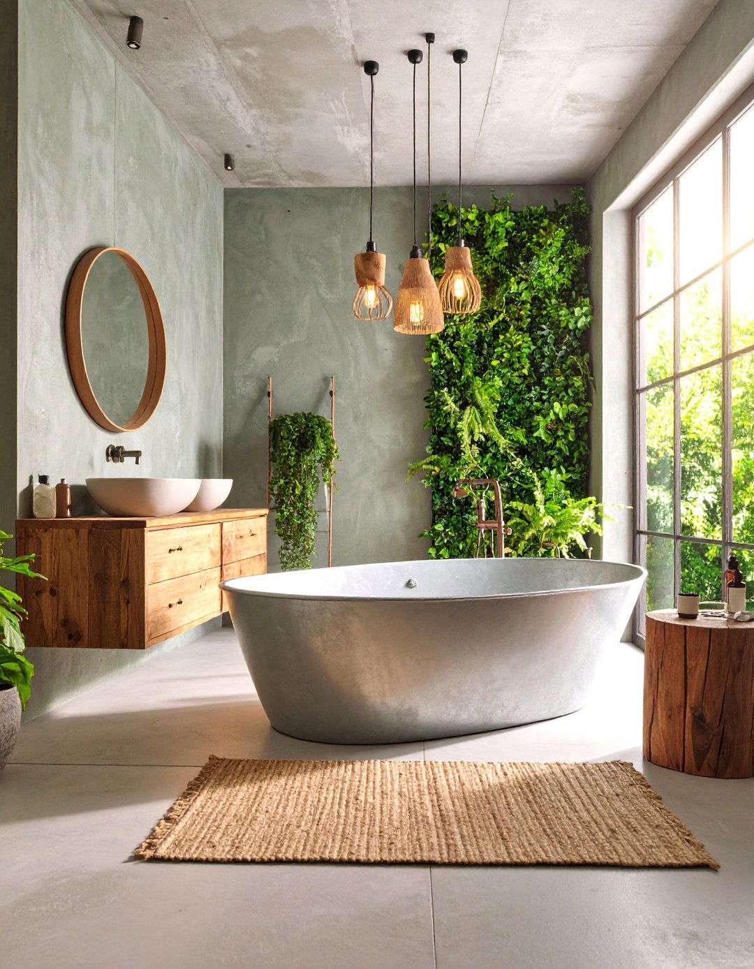 Bathroom with Galvanized Tub and Pipe Fixtures - 25 Industrial Interior Design Style Ideas