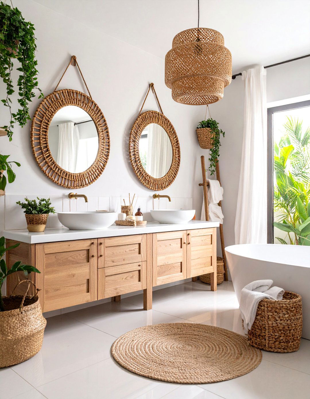 Bathroom with Spa Like Natural Materials - 25 Boho-scandinavian Design and Decor Ideas