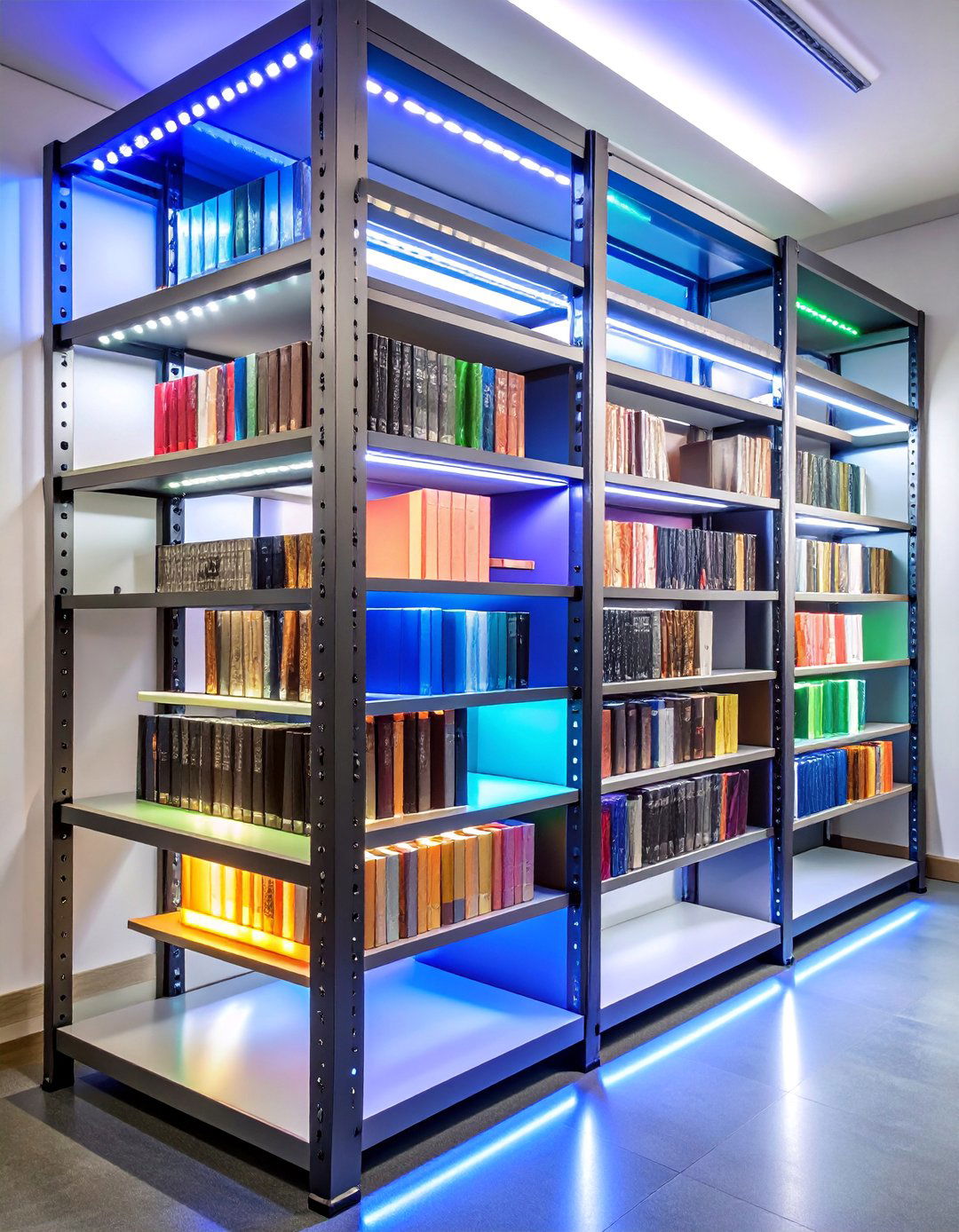 Battery Powered Magnetic Strip Lighting - 25 Bookshelf Lighting Ideas