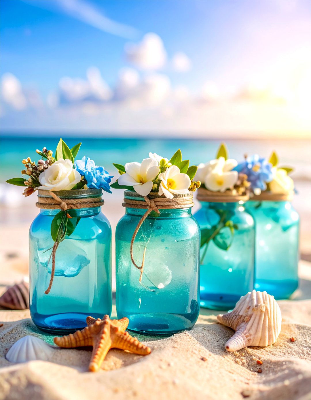 Beach Glass Mason Jar Collection - 25 Mason Jar Wedding Centerpieces