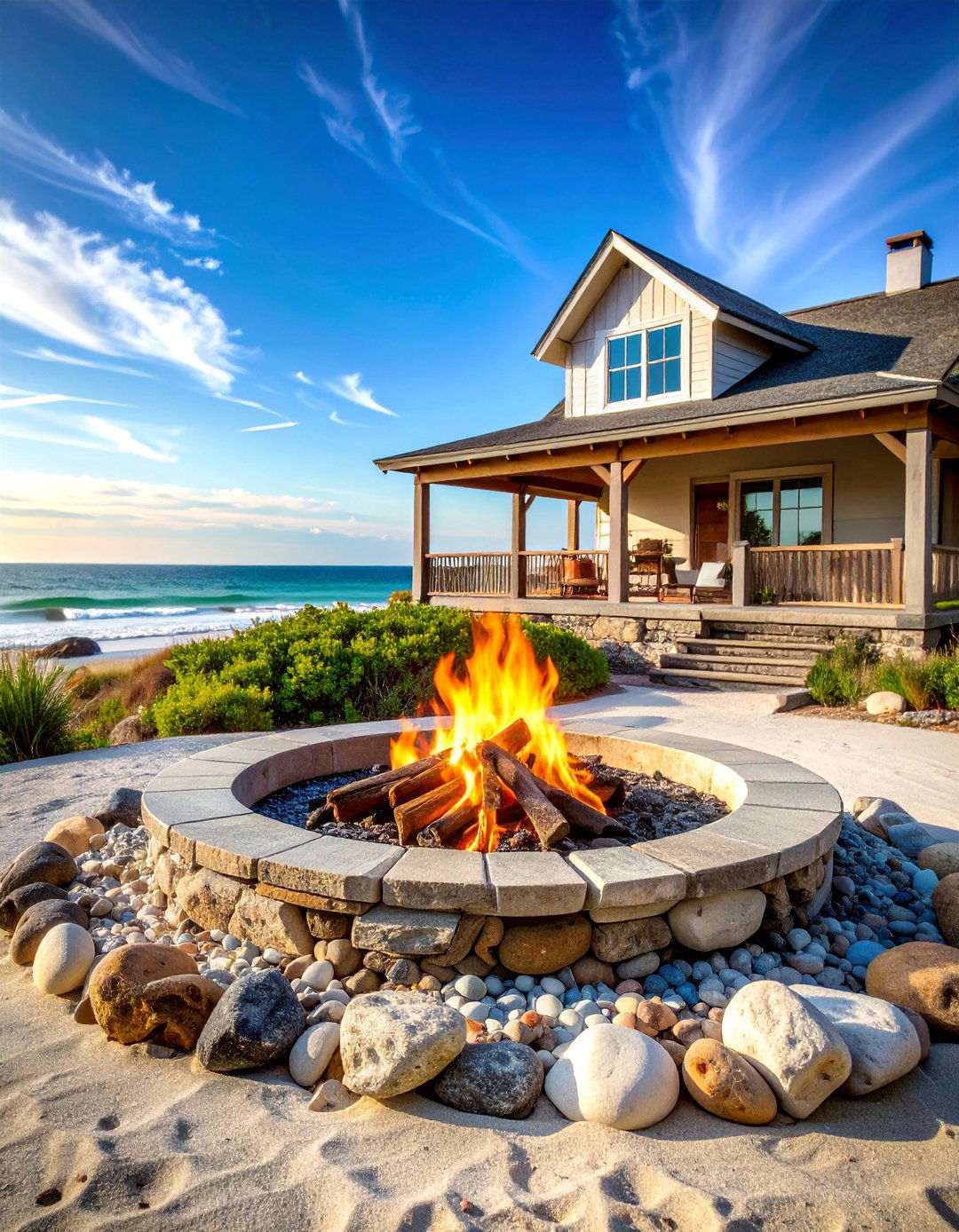 Beach House Boulder Fire Pit Style - 25 Boulder Fire Pit Ideas