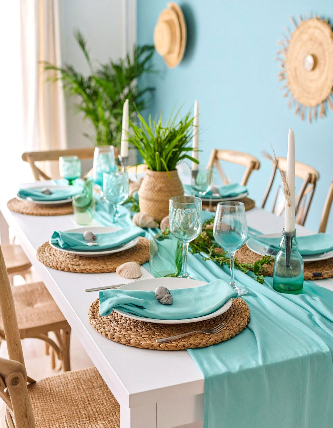Beach House Casual Table Setting with Driftwood Accents - 25 Table Setting Ideas