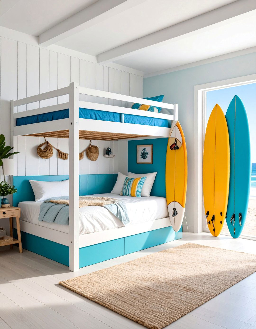 Beach House Triple Bunk Room with Coastal Storage - 25 bunk room ideas