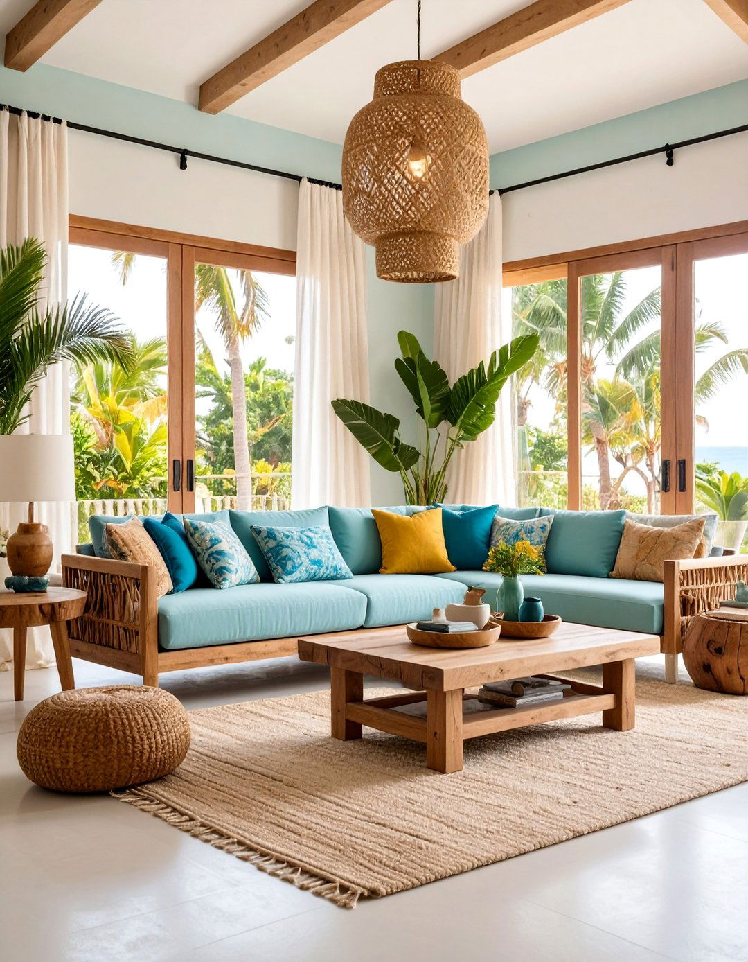 Beach House Tropical Living Room with Natural Light - 25 Tropical Living Room Ideas