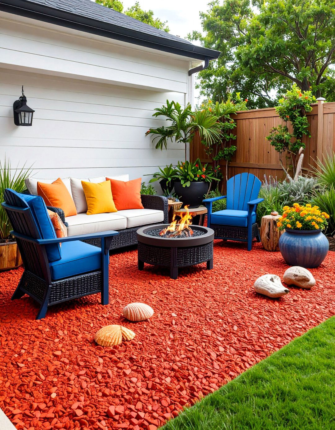 Beach Style Red Rubber Mulch Patio - 25 mulch patio ideas