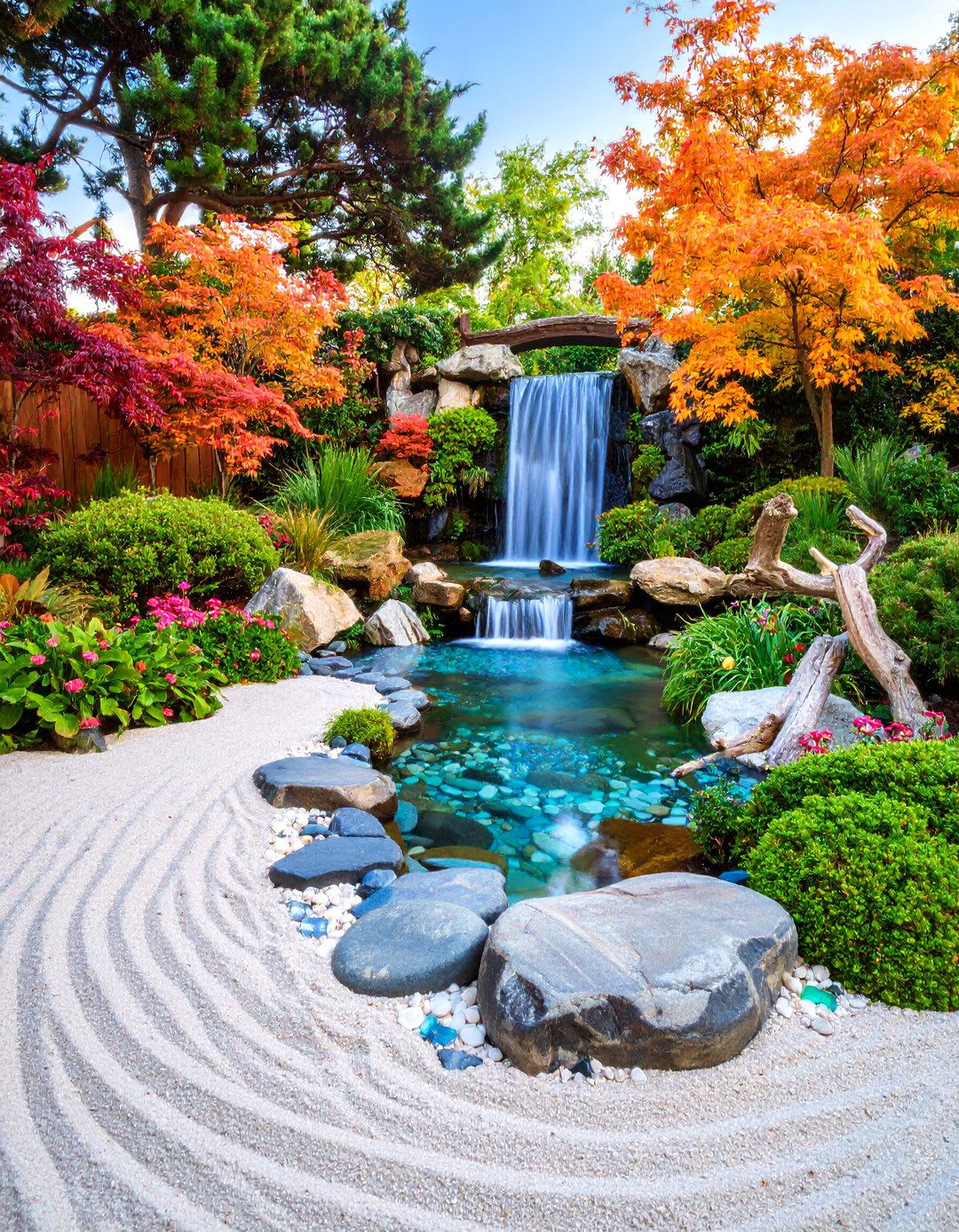 Beach Style Sand and Shell Waterfall - 25 Small Pond Ideas With Waterfalls