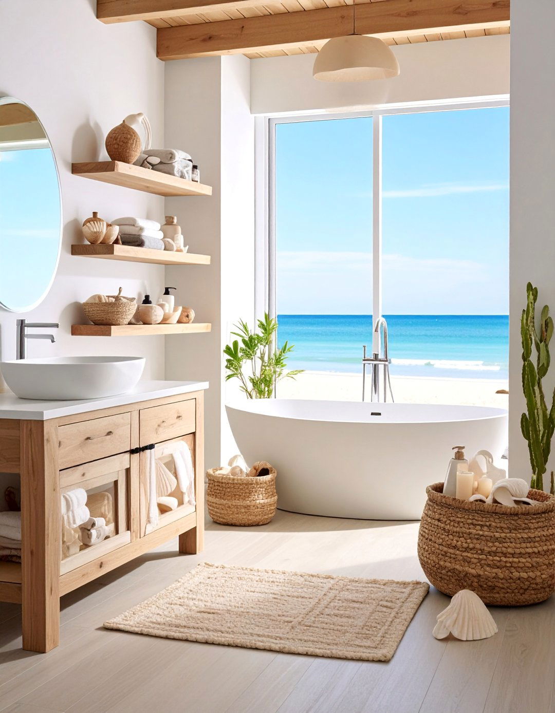 Beachcombers Paradise with Shell Collections - 25 Coastal Bathroom Ideas
