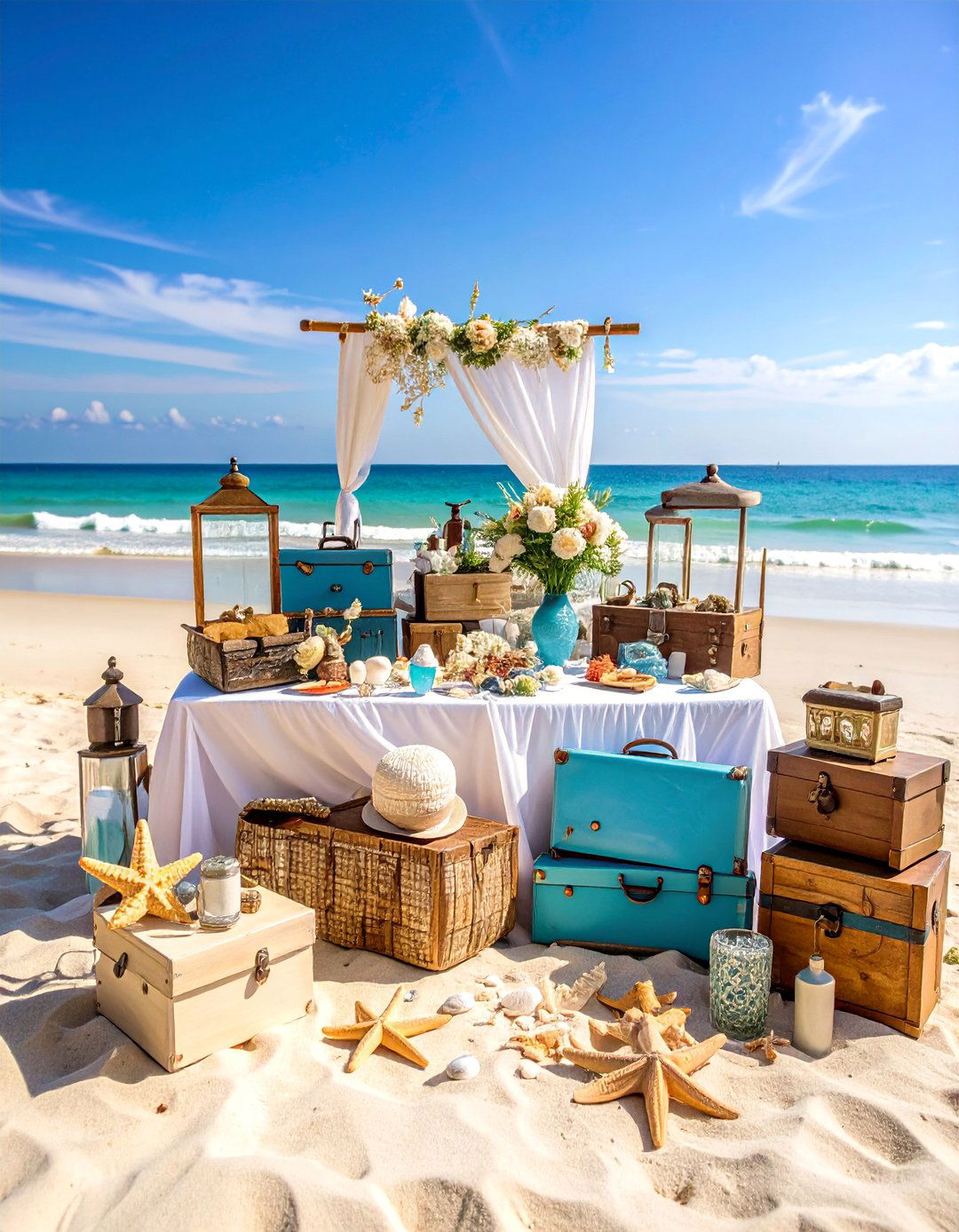 Beachcombers Treasure Beach Wedding with Collected Coastal Elements - 25 Beach Wedding Ideas