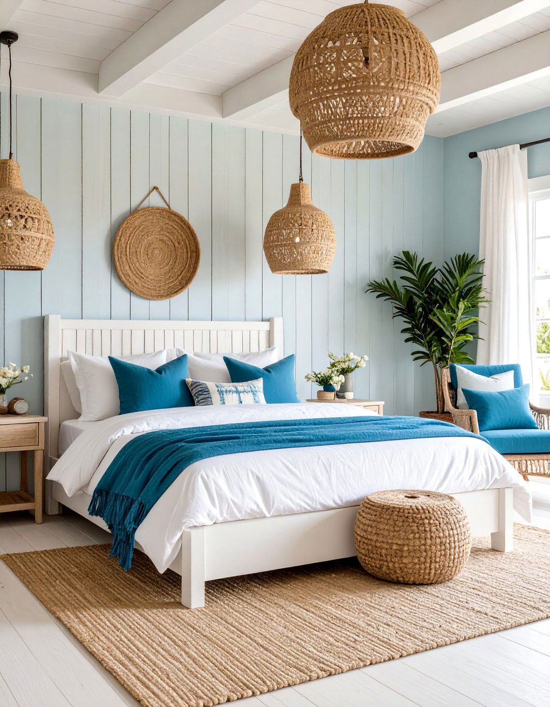 Beachy Blue Driftwood Bedroom - 25 Blue and White Bedroom Ideas