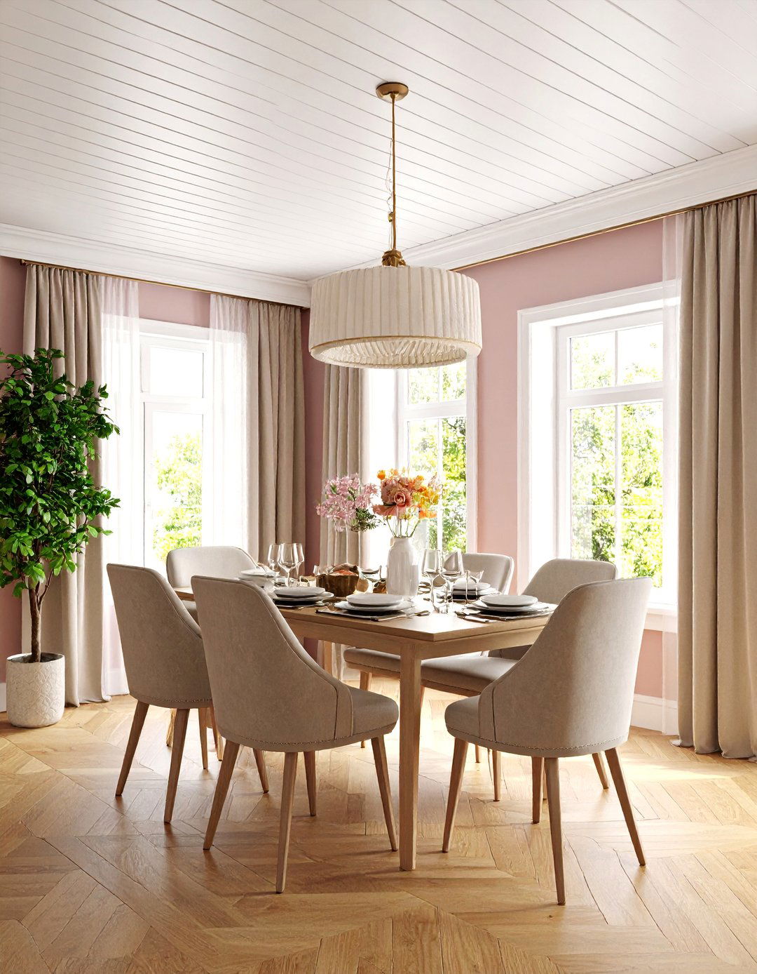 Beadboard Ceiling Treatment with Crown Molding - 25 Beadboard Wall Ideas