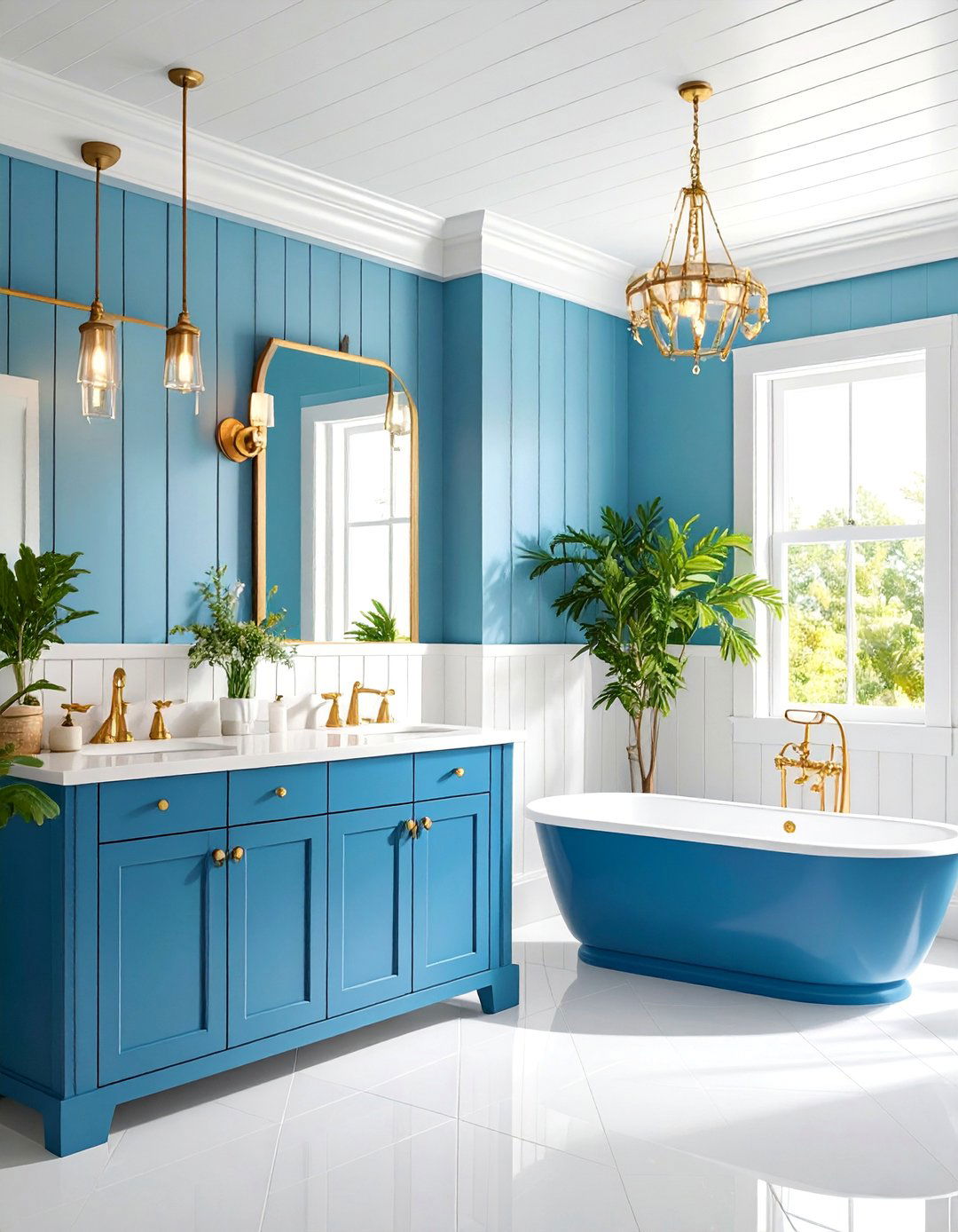 Beadboard Ceiling with Wainscoting Combination - 25 Powder Room Wainscoting Ideas