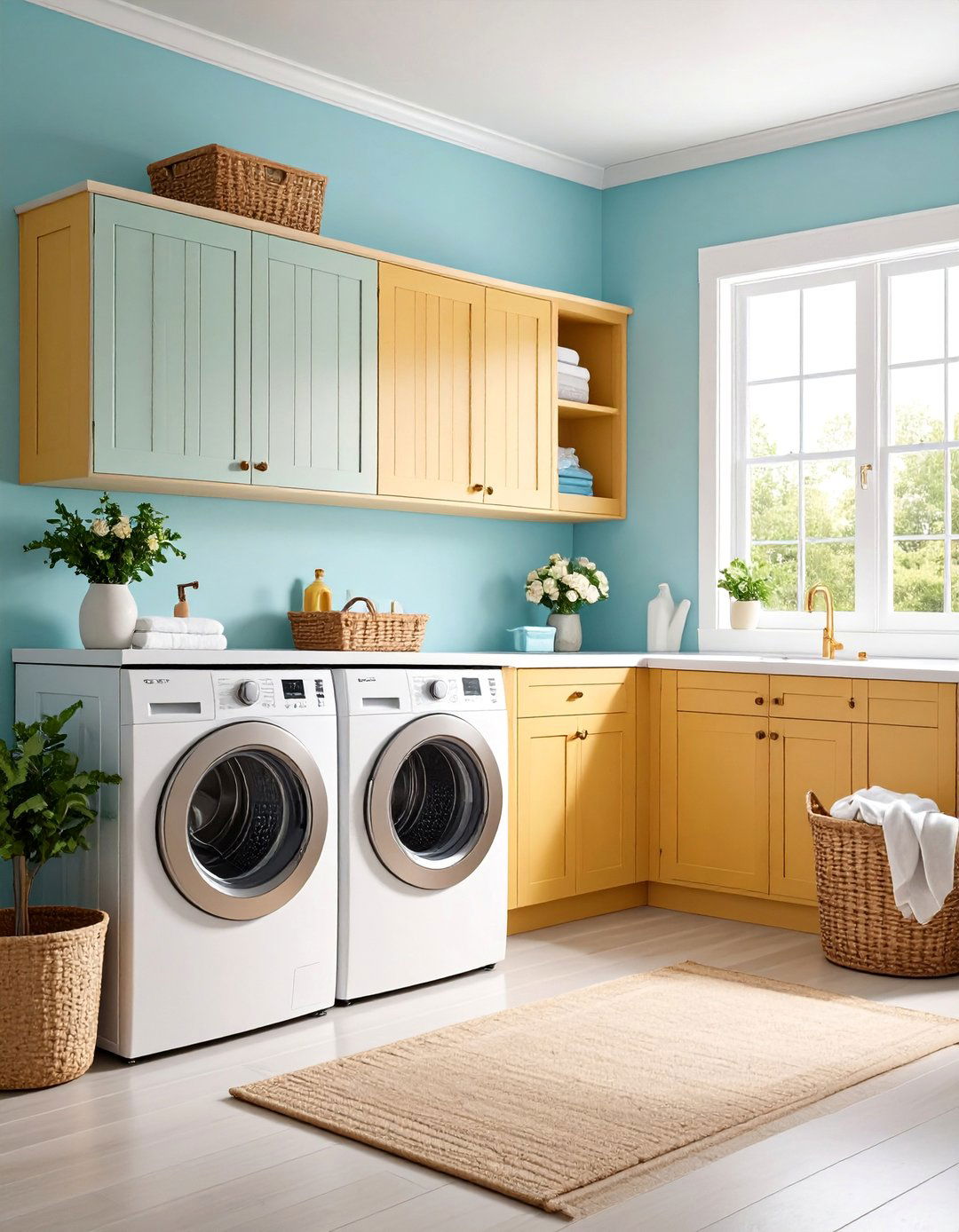 Beadboard Panel Cottage Style Cabinets - 25 Laundry Room Cabinet Ideas