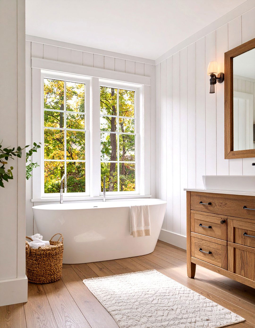 Beadboard Panel Window Trim with Cottage Details - 25 Farmhouse Interior Window Trim Ideas