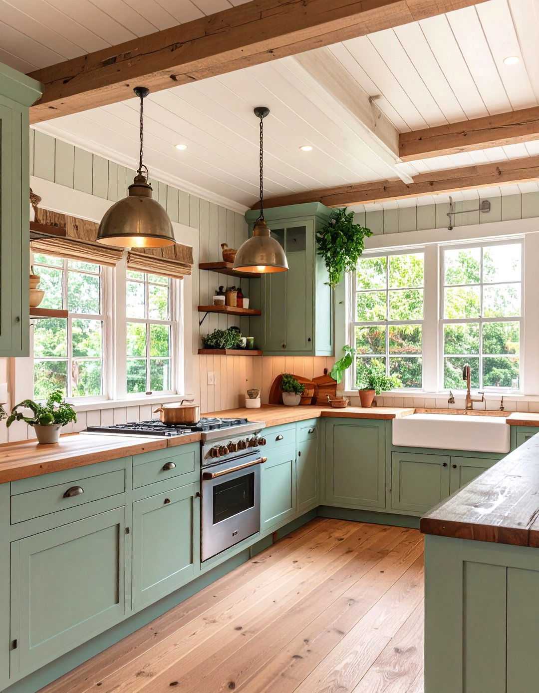 Beadboard Soffit with Cottage Charm - 25 Kitchen Soffit Ideas