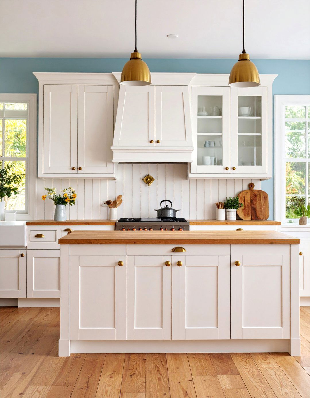 Beadboard White Cabinets with Traditional Brass Knobs - 25 White Kitchen Cabinets With Gold Hardwar