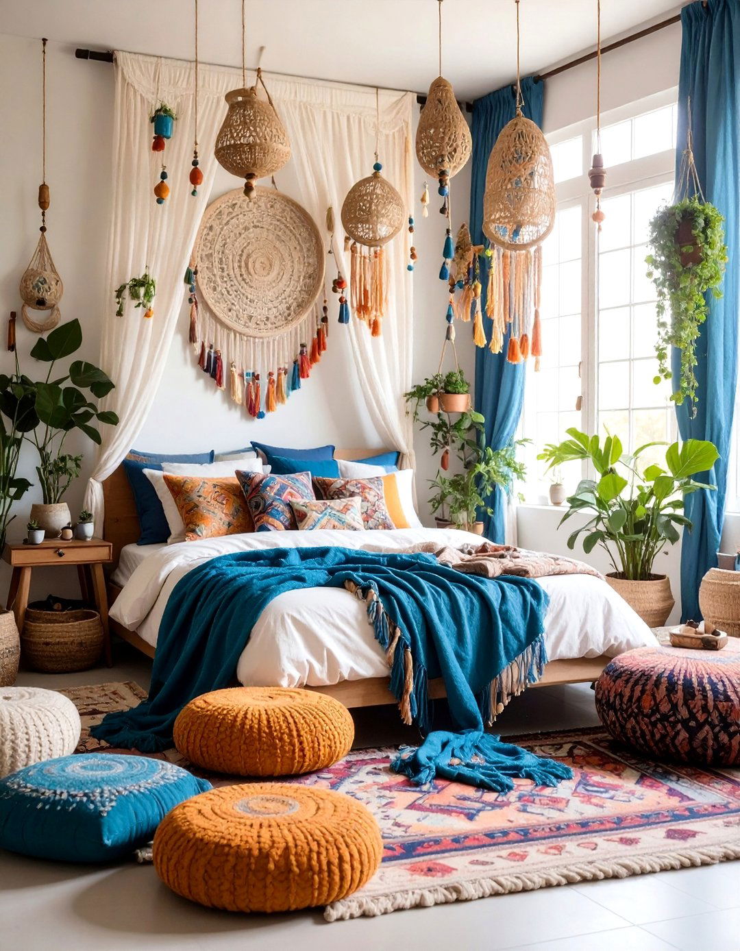 Beaded Curtain Bohemian Vibe Bedroom - 25 90s Bedroom Decor Ideas