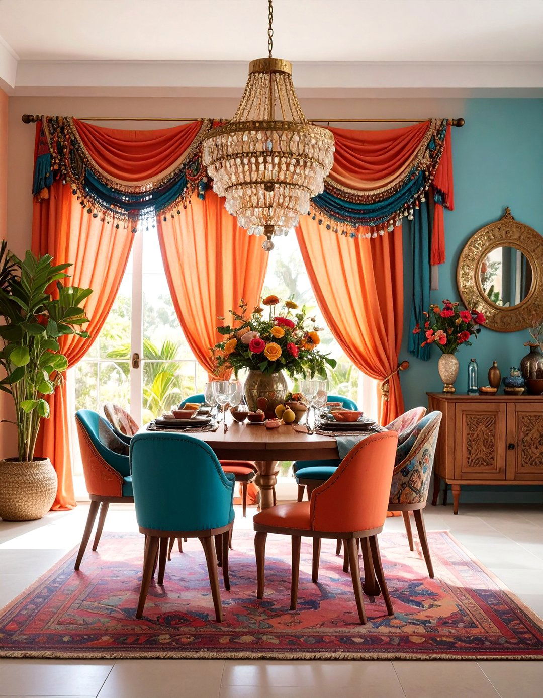 Beaded Valance Dining Room Curtain Accent - 25 Dining Room Curtain Ideas