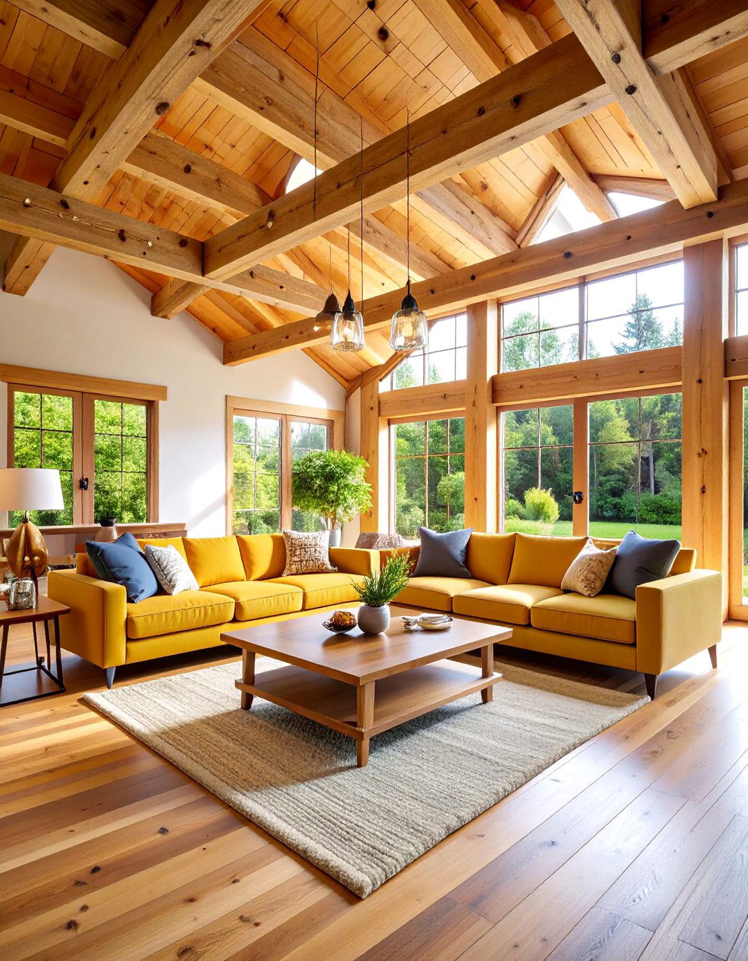 Beam Integration Ceiling Design - 25 Awkward Living Room Layout Ideas