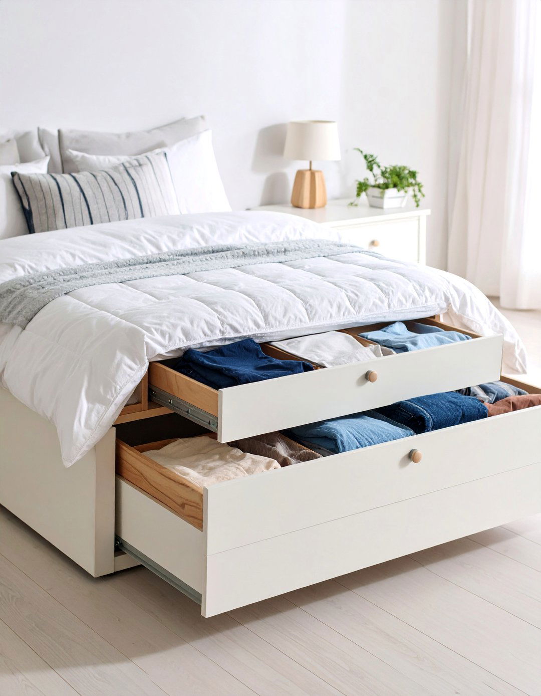 Bed Frame with Integrated Storage Drawers - 25 Clothes Storage Ideas