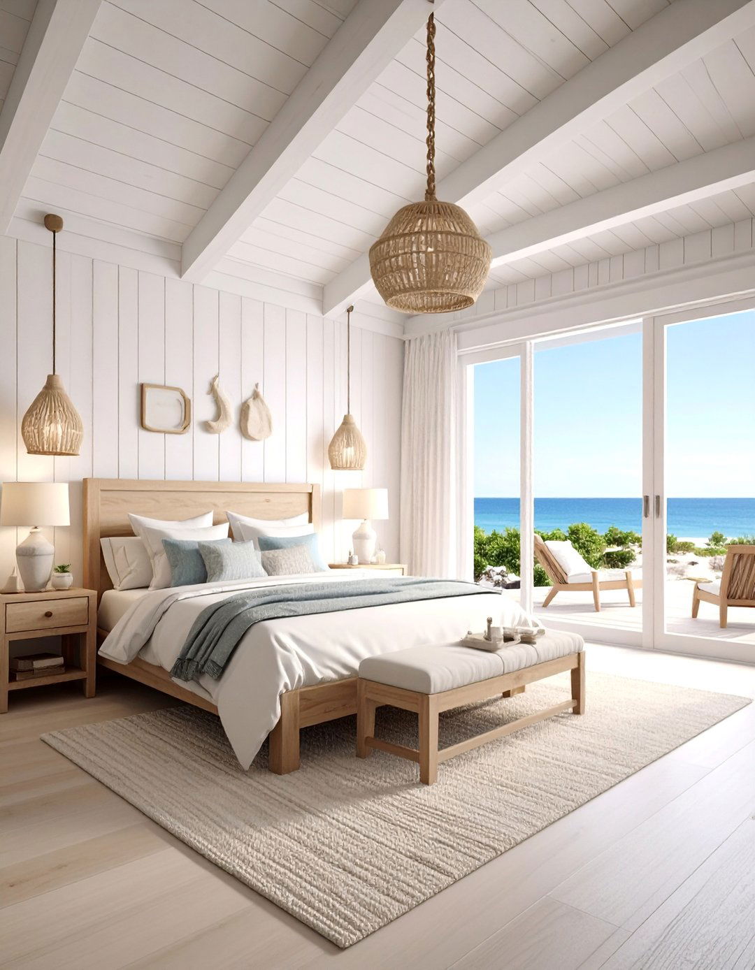 Bedroom Ceiling Coastal Whitewashed Boards - 25 Bedroom Ceiling Ideas