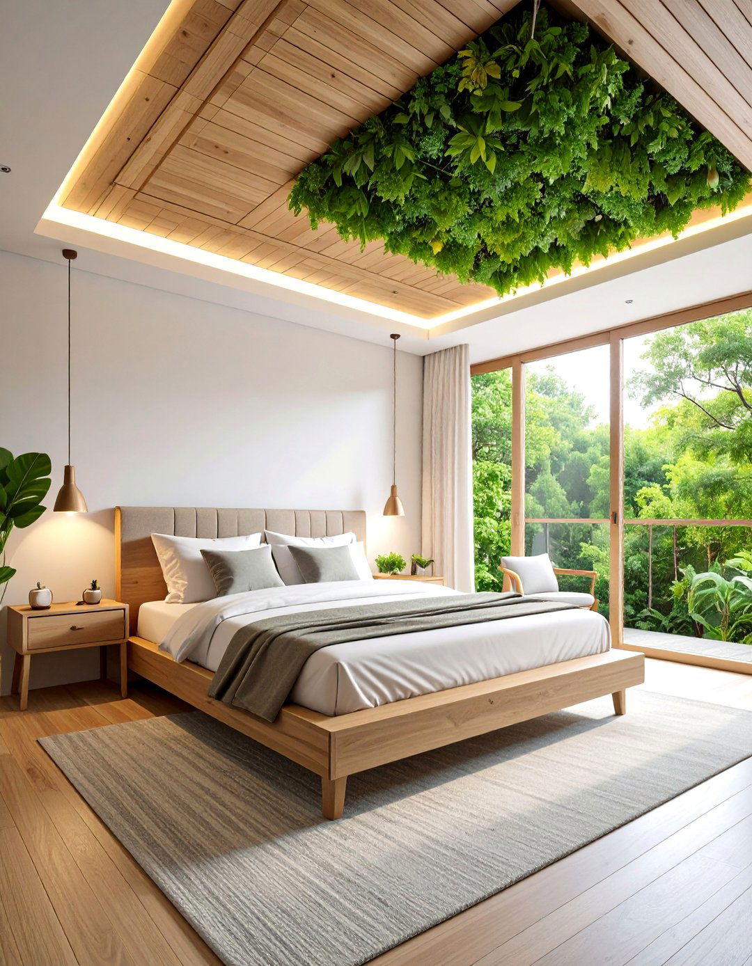 Bedroom Ceiling Green Living Plant Panels - 25 Bedroom Ceiling Ideas