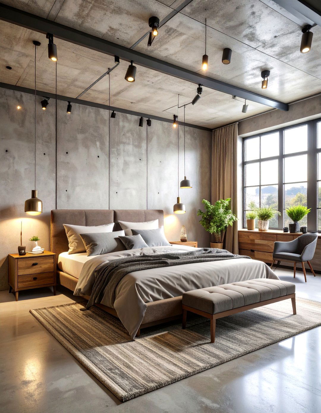 Bedroom Ceiling Industrial Concrete Statement - 25 Bedroom Ceiling Ideas