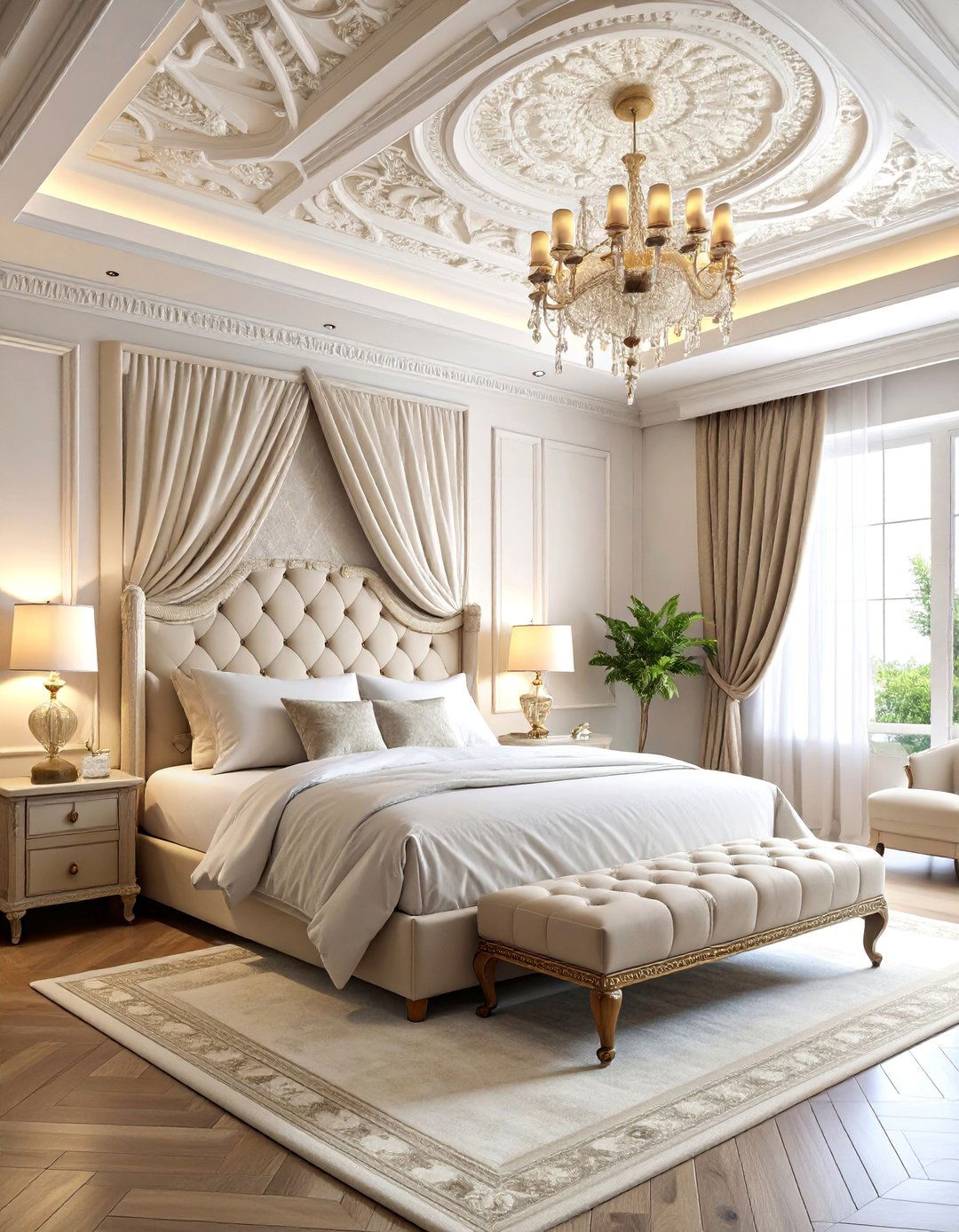 Bedroom Ceiling Intricate Gypsum Patterns - 25 Bedroom Ceiling Ideas