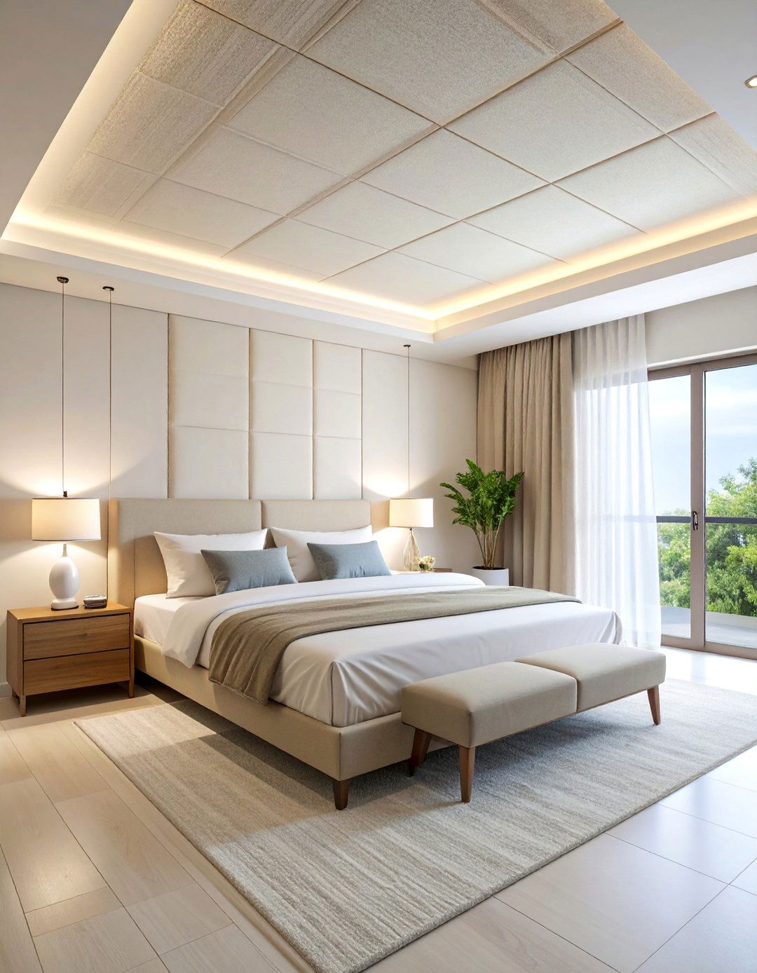 Bedroom Ceiling Subtle Acoustic Panels - 25 Bedroom Ceiling Ideas