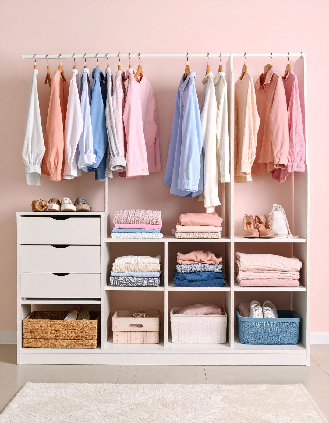 Bedroom Closet Organization with Stacked Milk Crates - 25 Milk Crate Storage Ideas