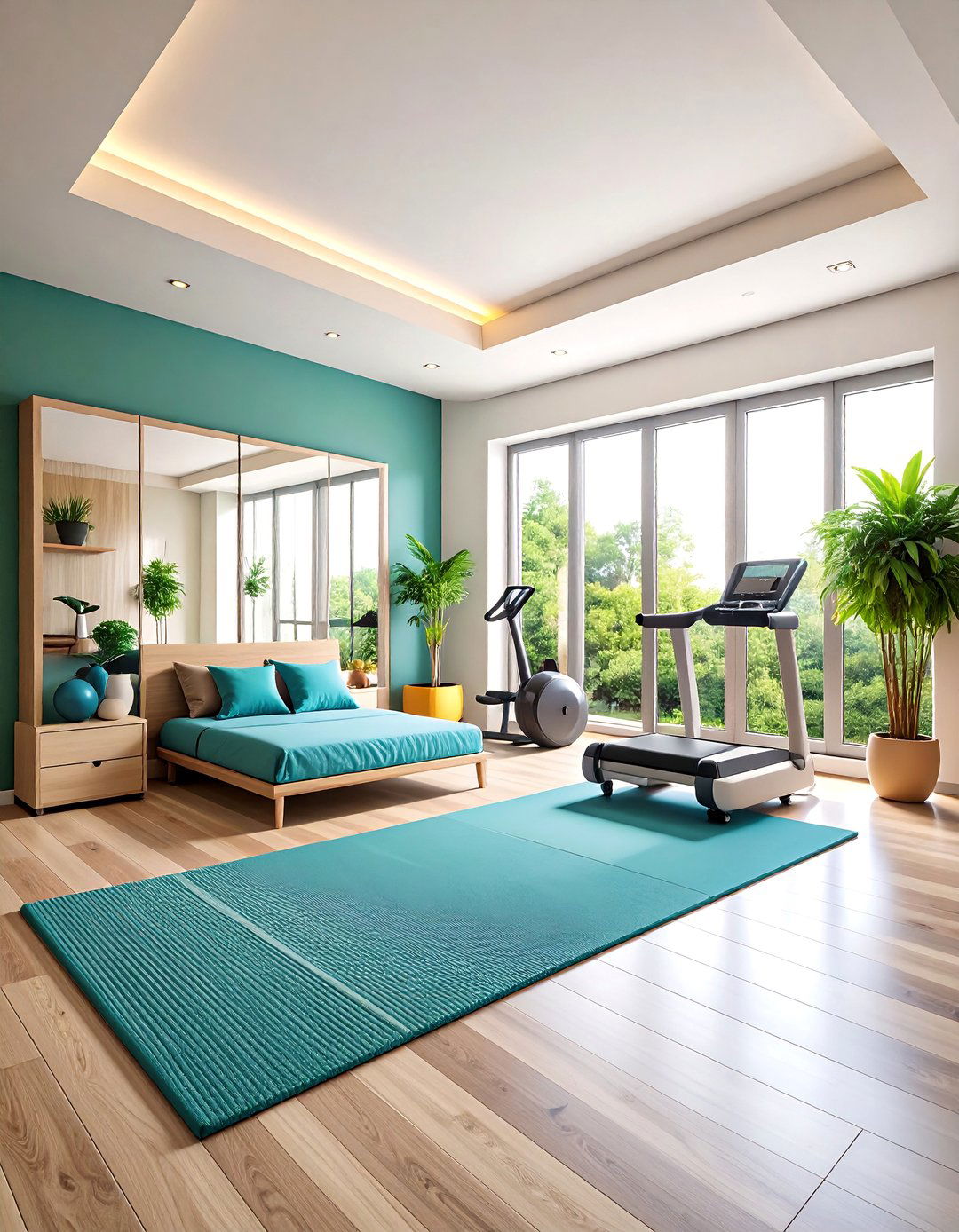 Bedroom Corner Gym with Space Saving Solutions - 25 Small Home Gym Ideas