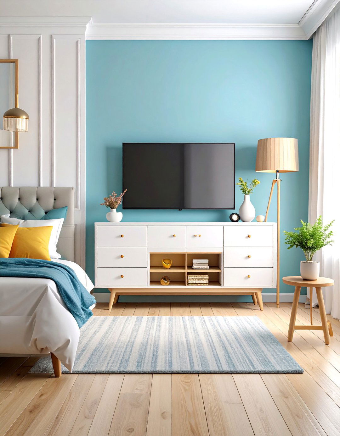 Bedroom Dresser as Entertainment Center Storage - 25 Small Apartment Storage Ideas