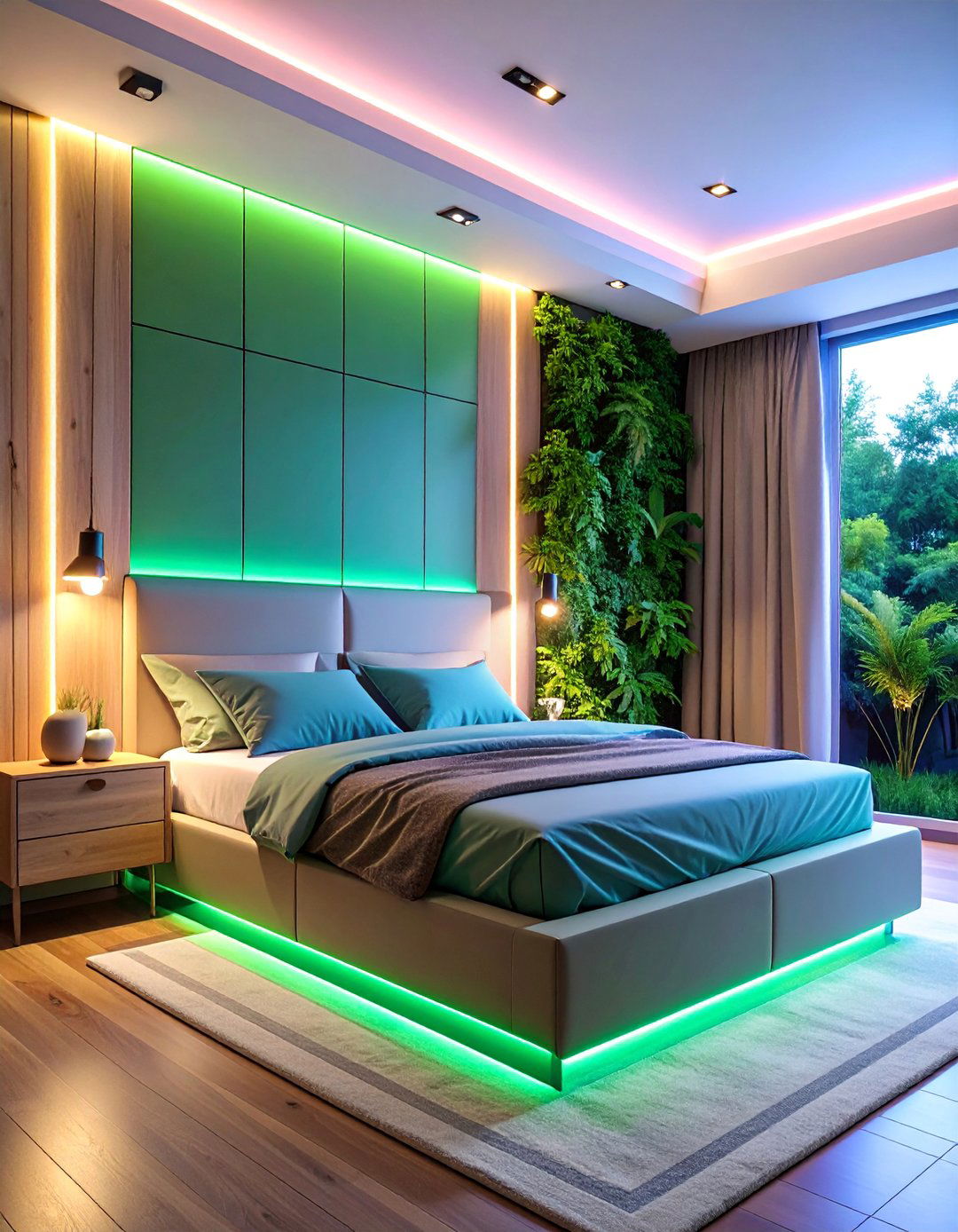Bedroom Nightstand Wall Niche with Integrated Lighting - 25 Wall Niche Ideas