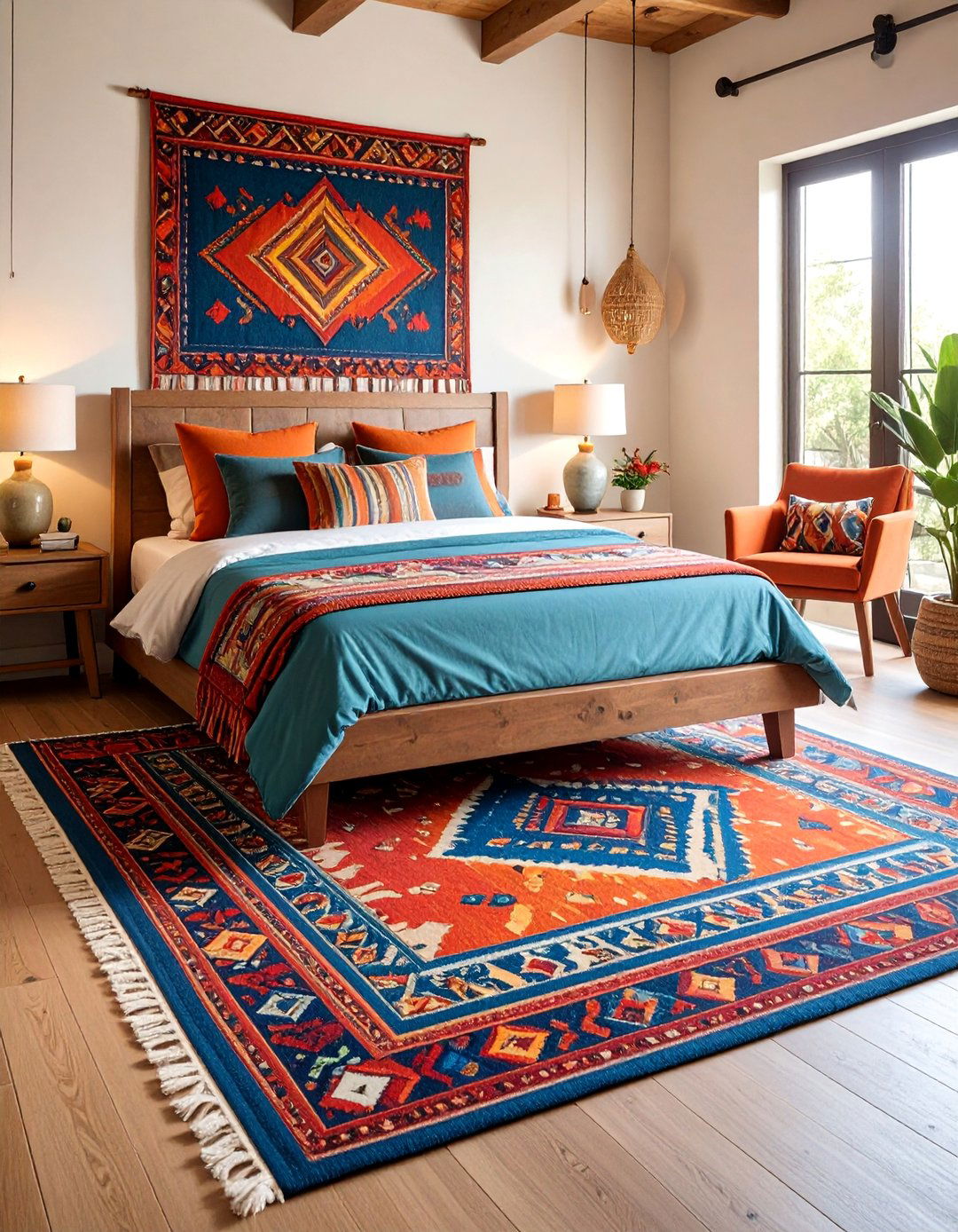 Bedroom Rug with Bold Aztec Patterns - 25 bedroom rug ideas