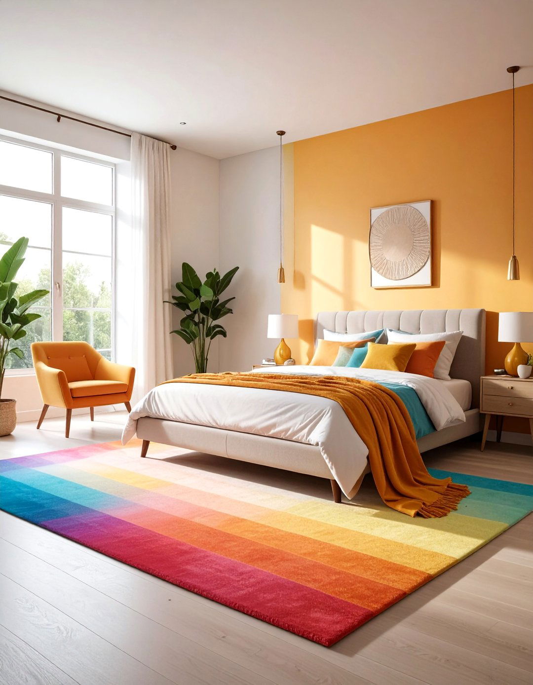 Bedroom Rug with Gradient Color Transitions - 25 bedroom rug ideas