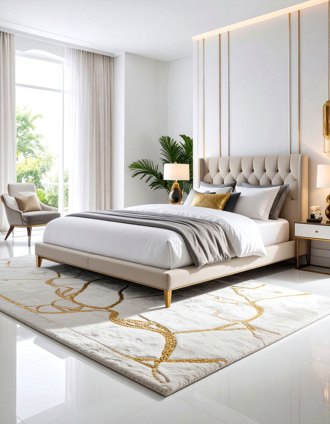Bedroom Rug with Subtle Metallic Accents - 25 bedroom rug ideas