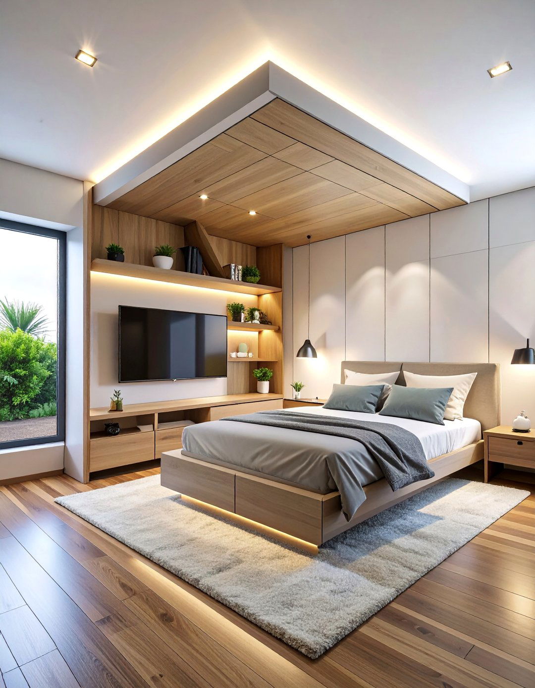 Bedroom TV Floating Corner Shelf Installation - 25 Bedroom Tv Ideas