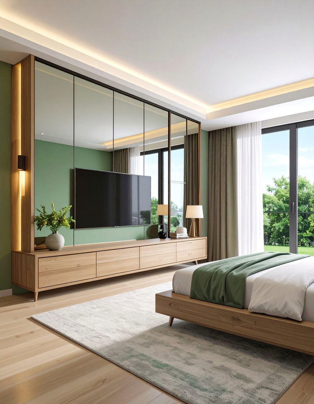 Bedroom TV Mirror Cabinet with Hidden Screen - 25 Bedroom Tv Ideas
