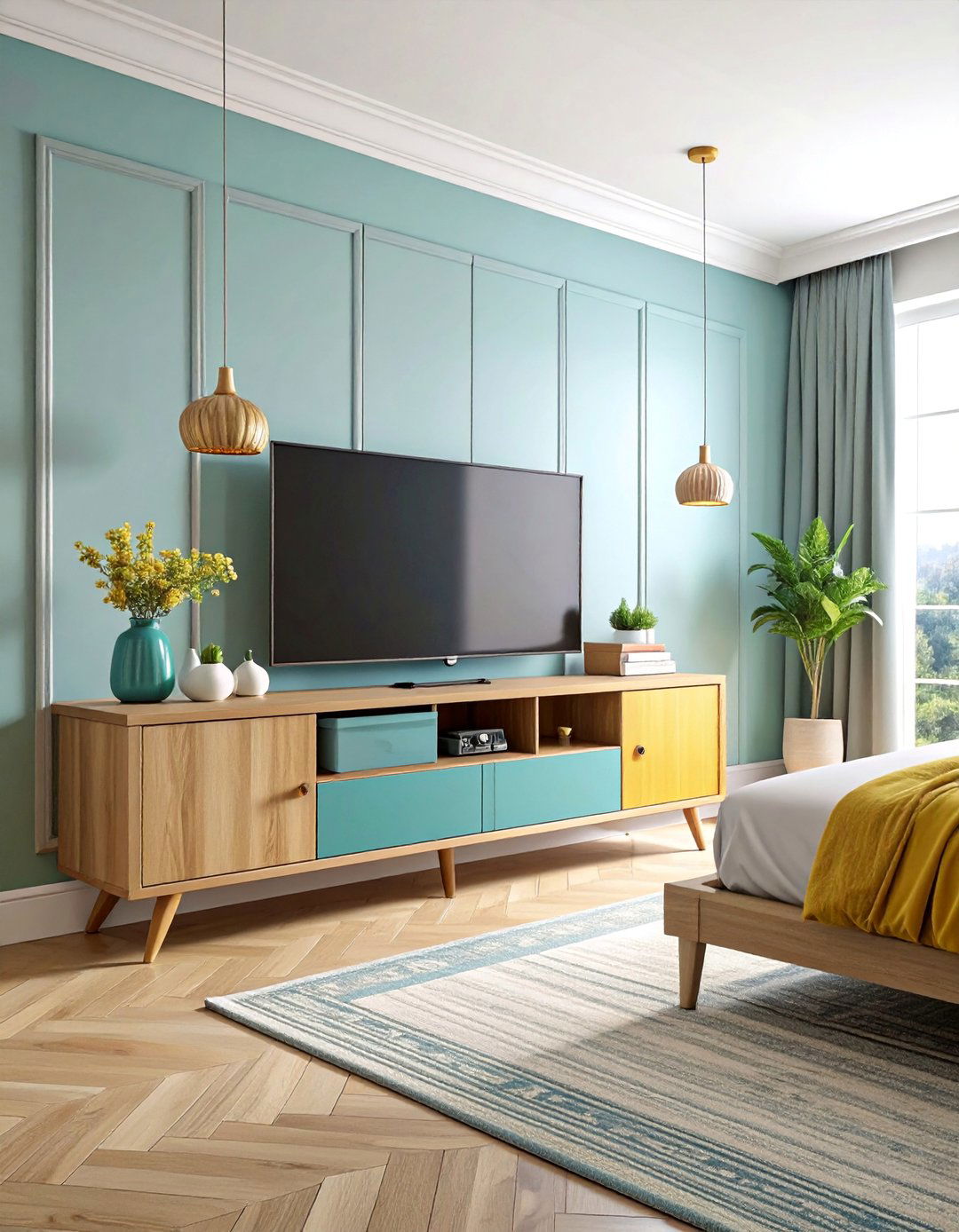 Bedroom TV Standing Floor Unit with Storage - 25 Bedroom Tv Ideas